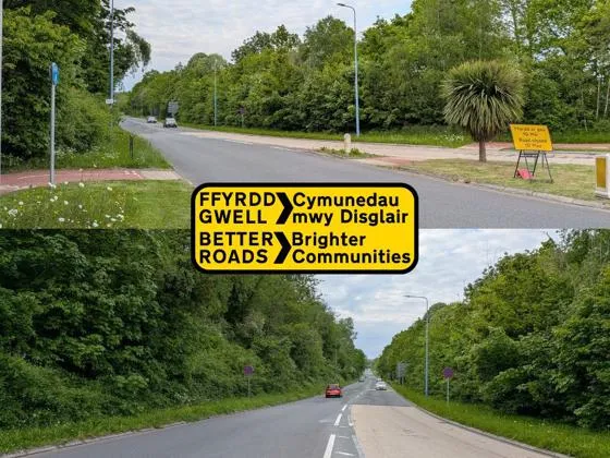 Cwmbran Drive showing road closure signs