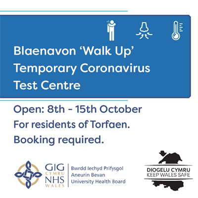 Temporary ‘walk up’ Coronavirus testing unit opens in Blaenavon