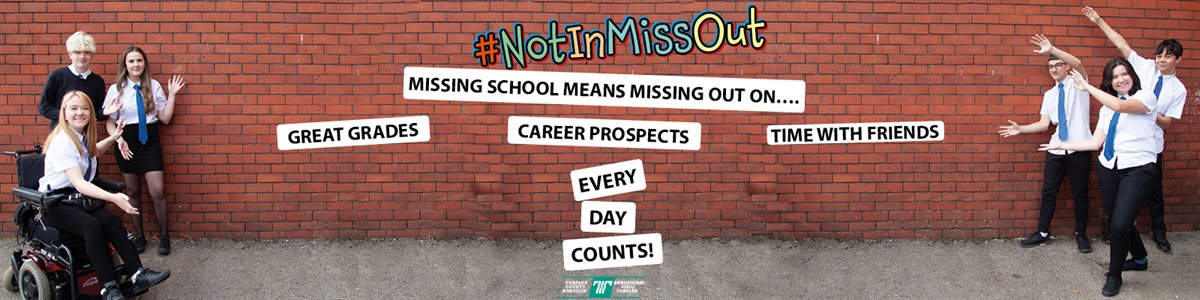 Secondary school pupils promoting the #NotInMissOut campaign