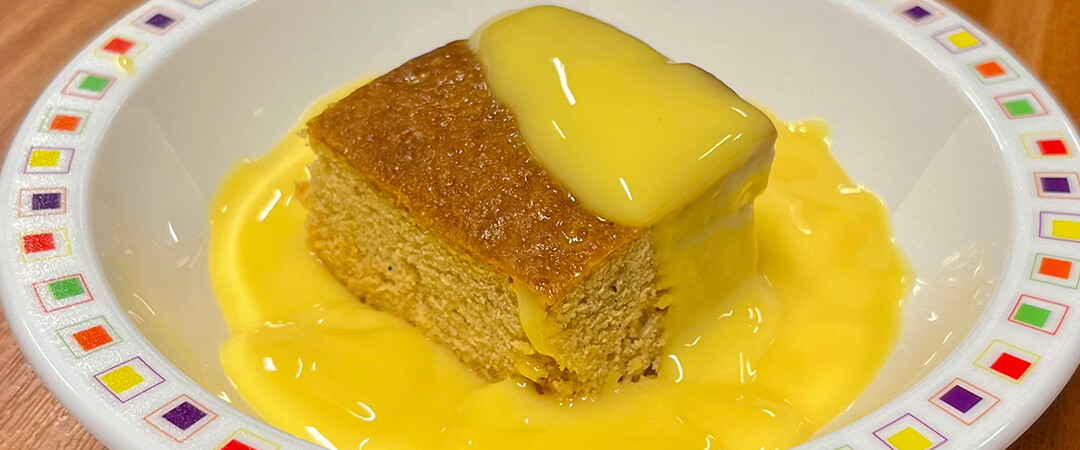 Spicy pineapple cake and custard