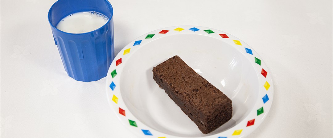 Chocolate brownie and glass of milk