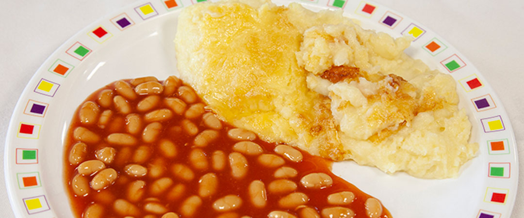 Cheese and Potato Pie and Beans