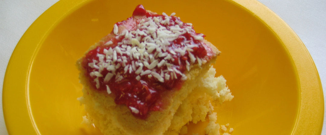 Jam and Coconut Sponge and Custard