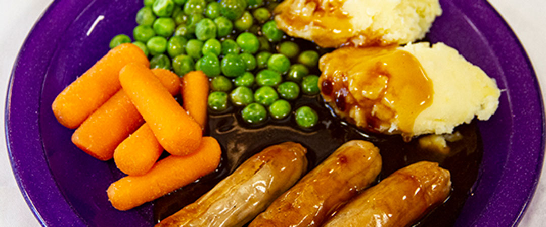 Pork Sausages with Mashed Potato, Beans or Vegetables