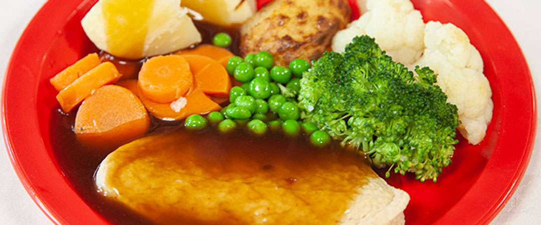Quorn Fillet with Roast and Boiled Potatoes, Vegetables and Gravy