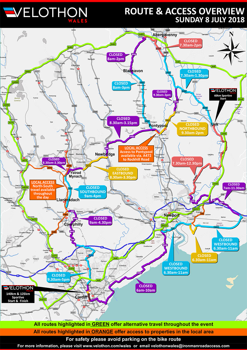 Velothon Road Closures Map