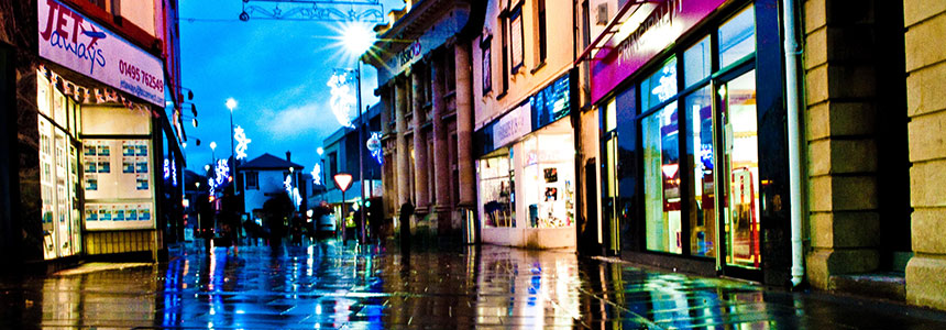 Pontypool Town Centre at Night