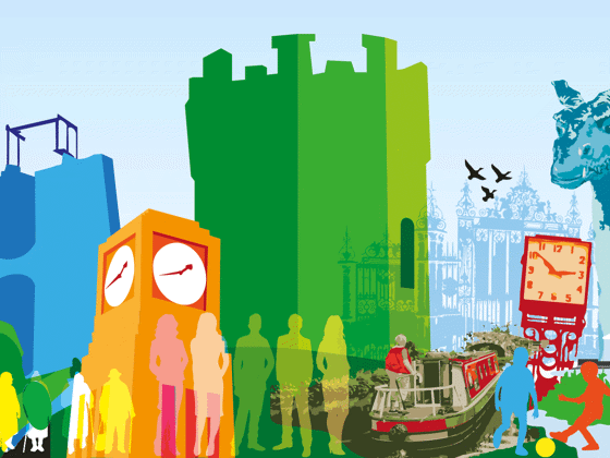Illustrations of landmarks in Torfaen