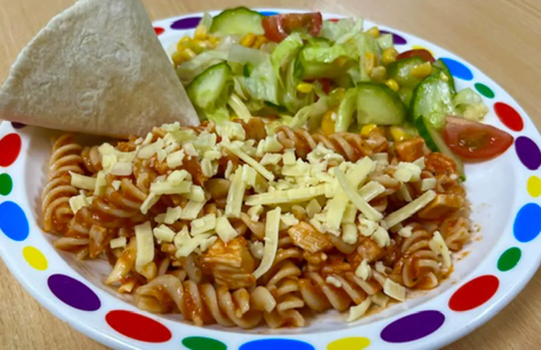 Chicken and tomato sauce (pasta meal of the day)