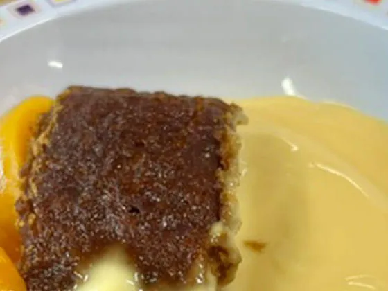 Spicy pineapple cake and custard