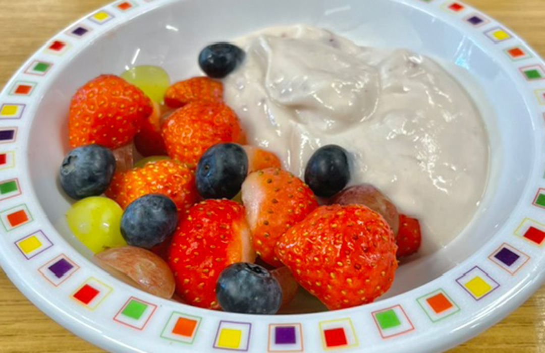 Fruit selection and yogurt
