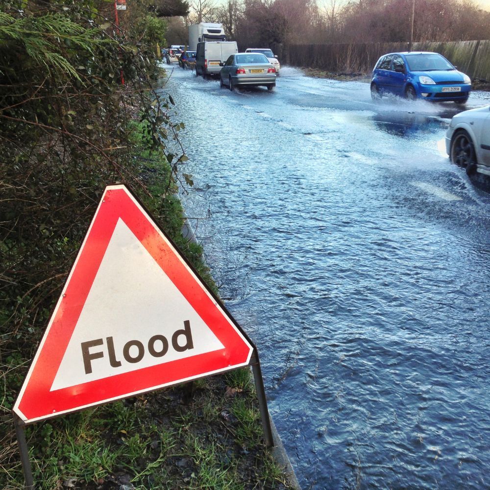 A photo of a flooded street
