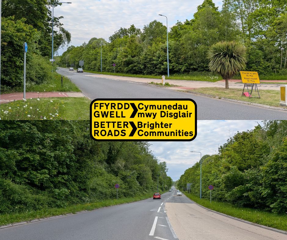 Cwmbran Drive showing road closure signs