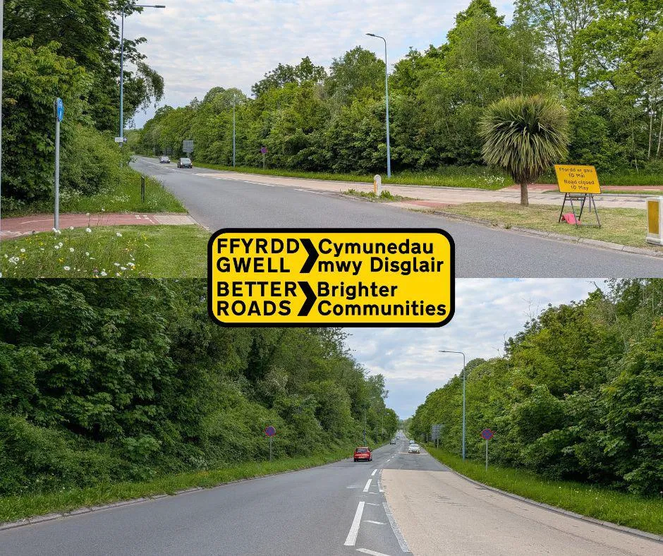 Cwmbran Drive showing road closure signs