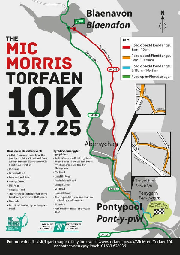 Mic Morris Torfaen 10K road closures