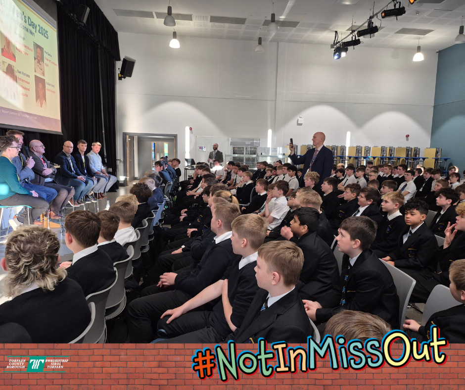 Pupils at Croesyceiliog School