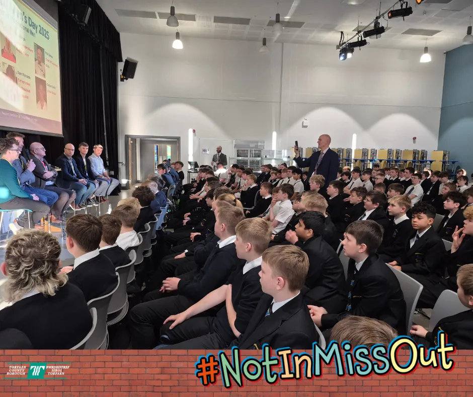 Pupils at Croesyceiliog School