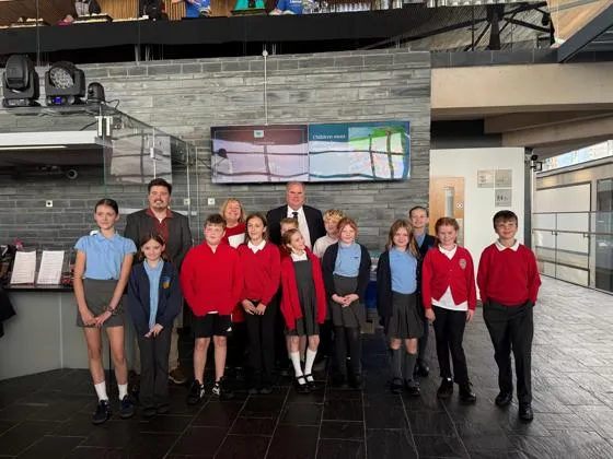 Pupils from Griffithstown, New Inn and Penygarn primary schools at the Senedd