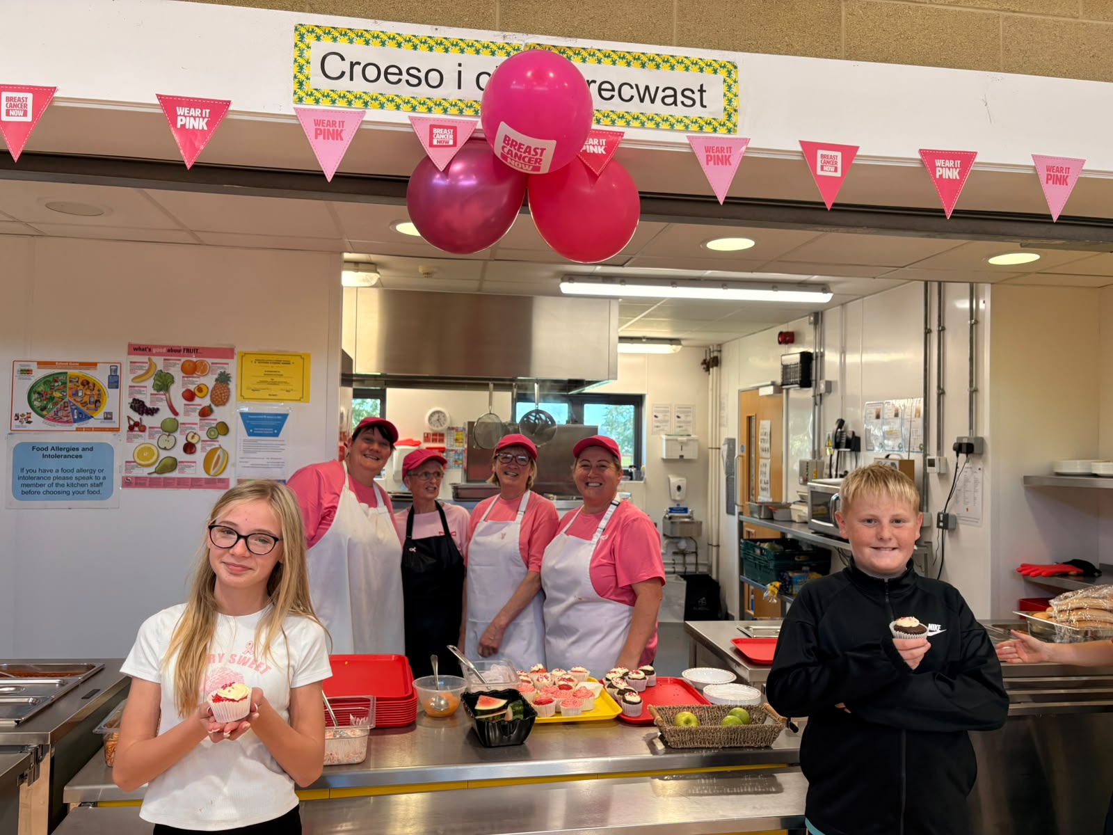 Catering team wearing pink 