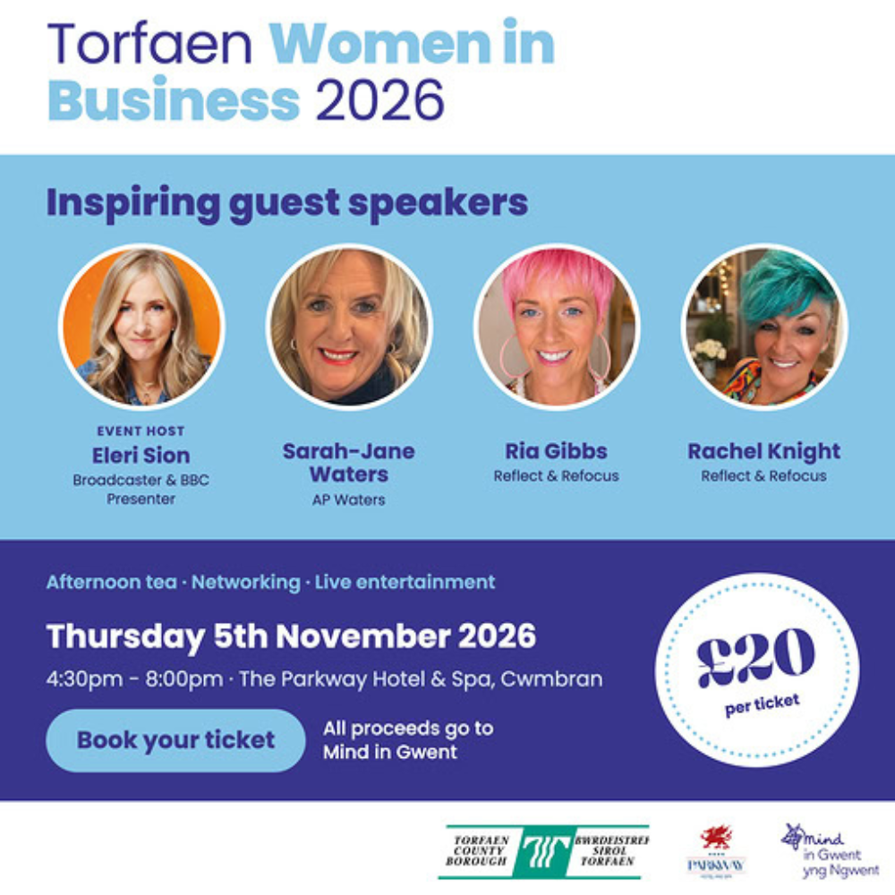 Graphic showing photographs of four women alongside details of the event